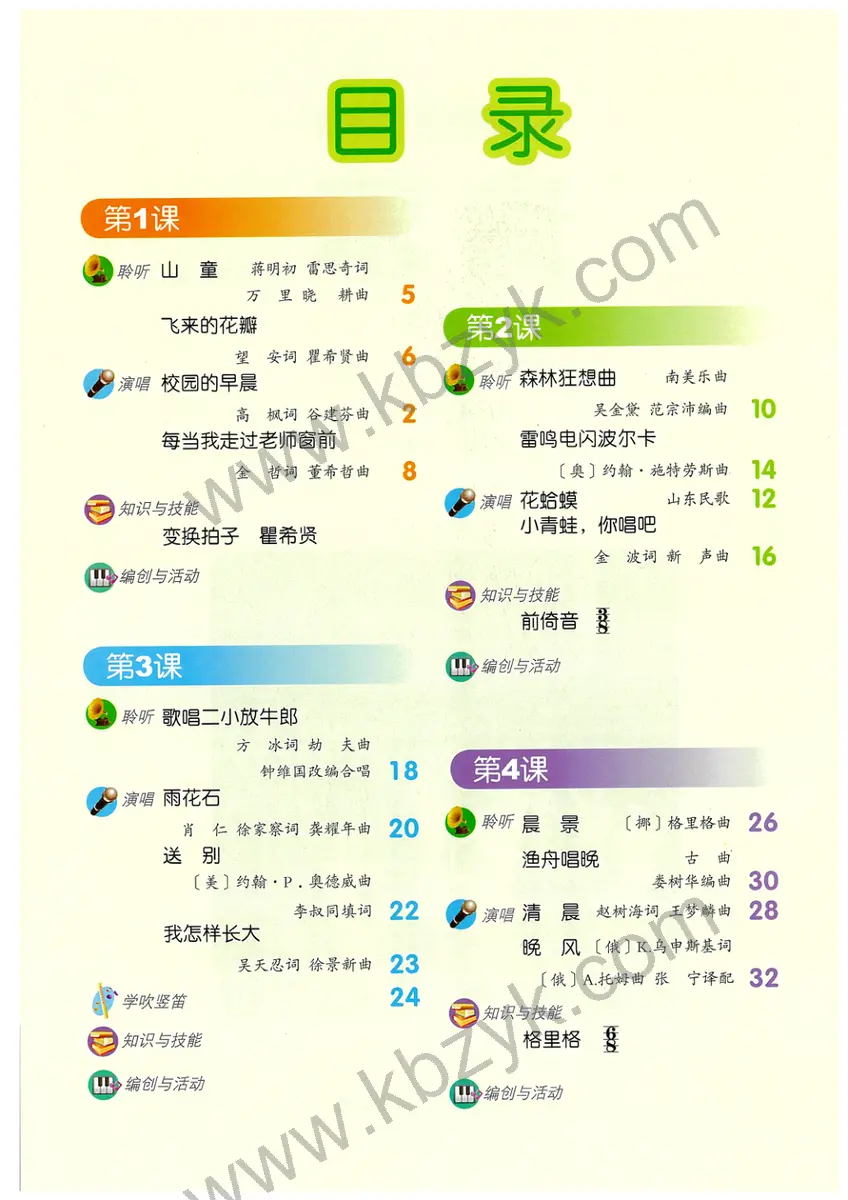 人音版五年级音乐上册