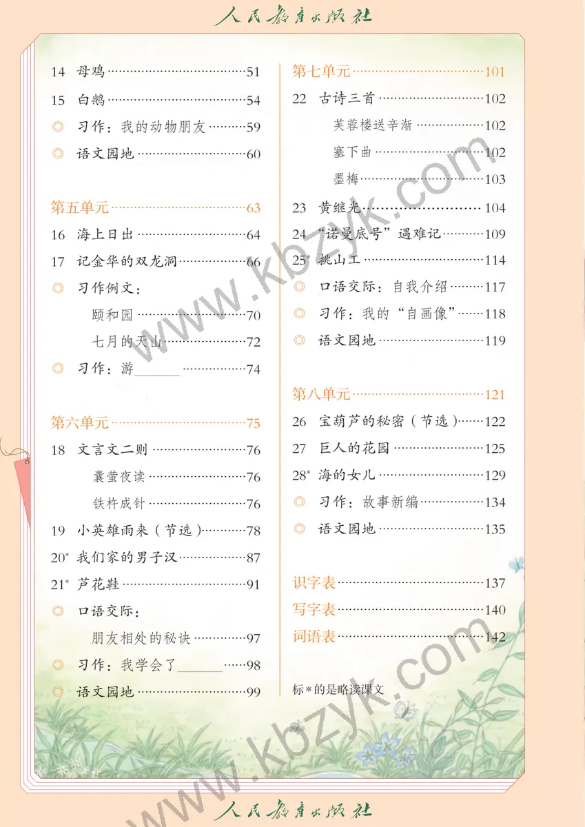 人教版四年级语文下册