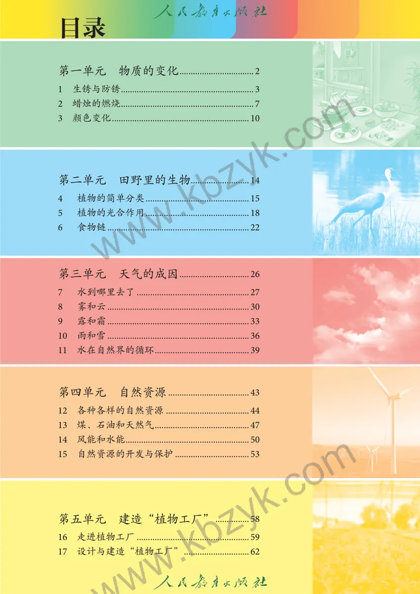 人教版六年级科学上册