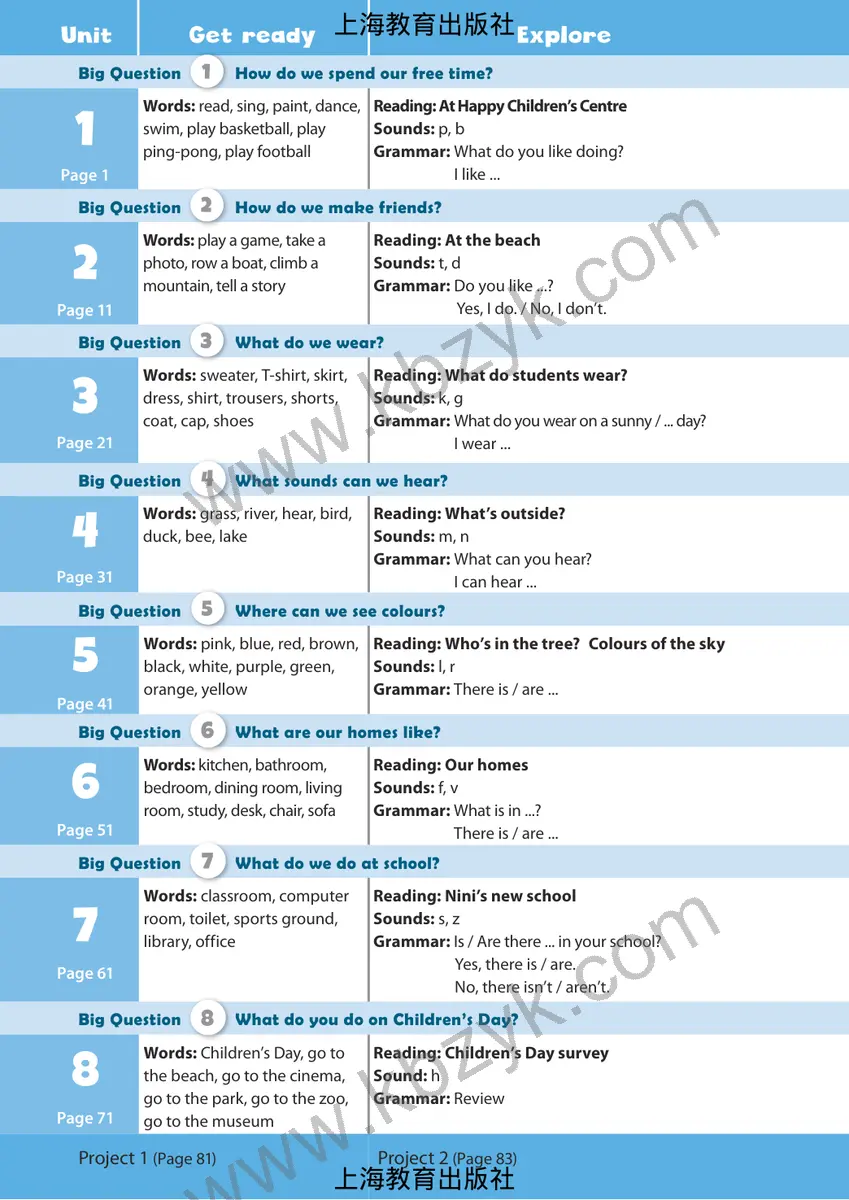 沪教版三年级英语下册