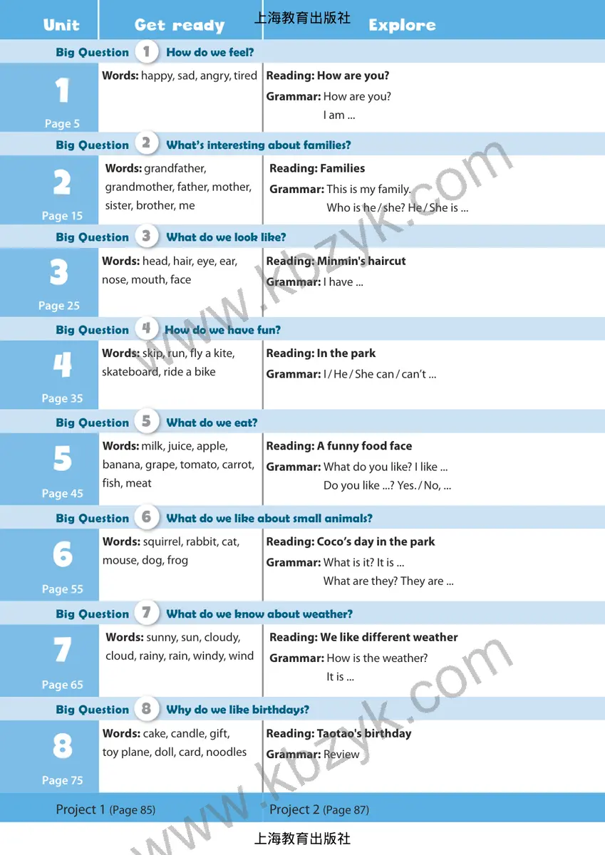 沪教版三年级英语上册