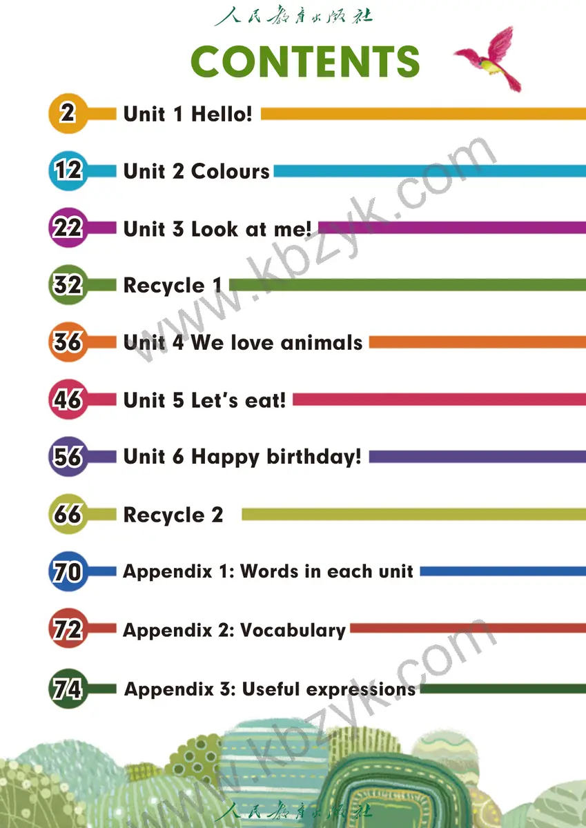 人教版三年级英语上册