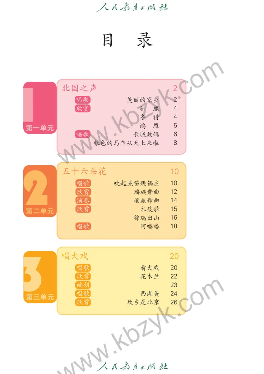 人教版五年级音乐下册