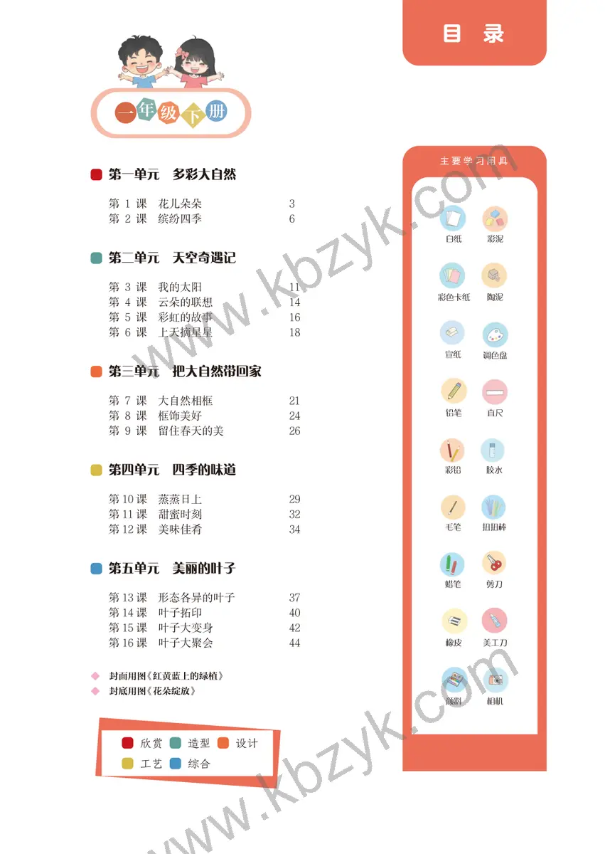 沪书画版五四制一年级美术下册