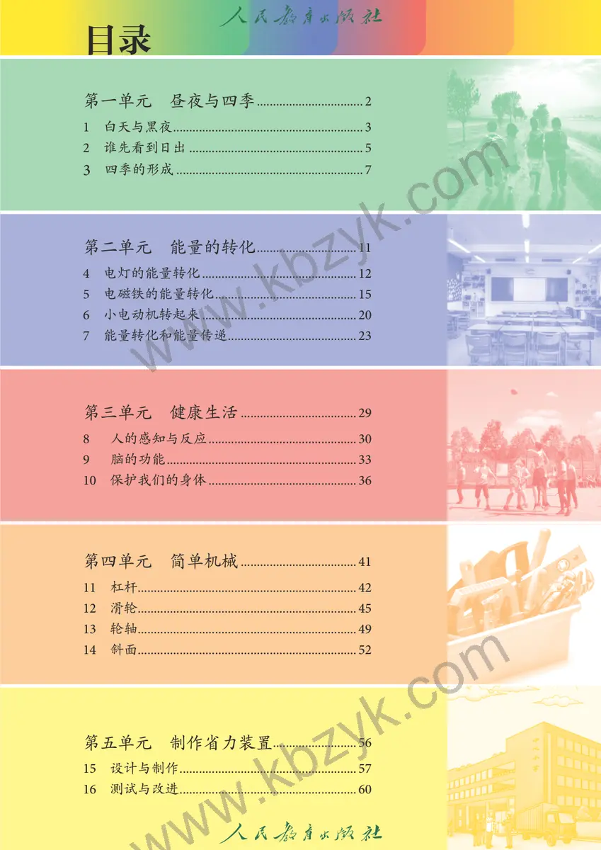 人教版五年级科学下册