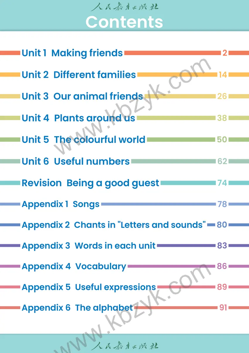 人教版三年级英语上册