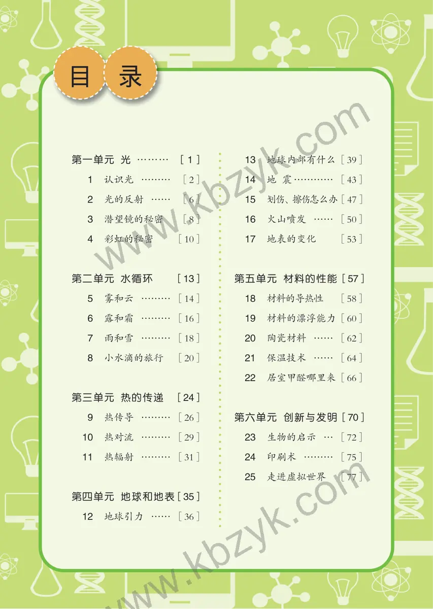 青岛版五年级科学上册