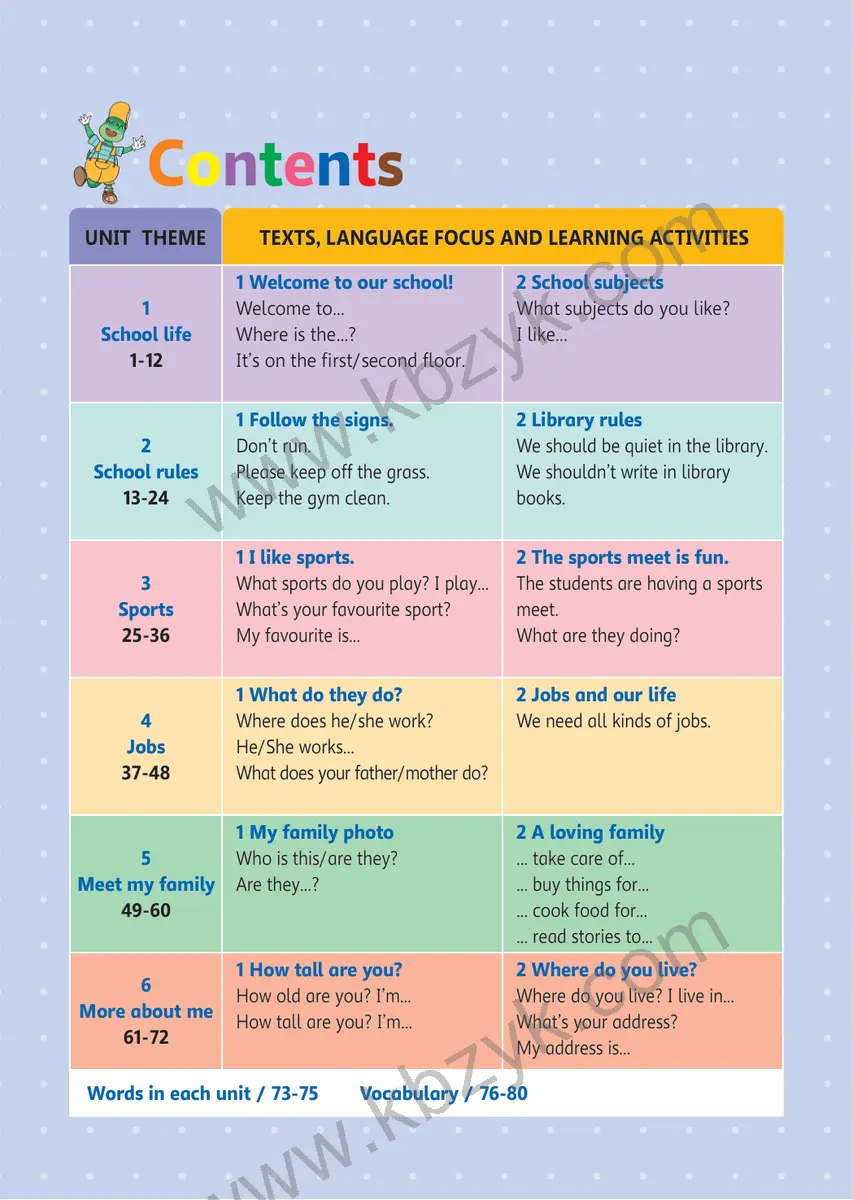 冀教版四年级英语上册